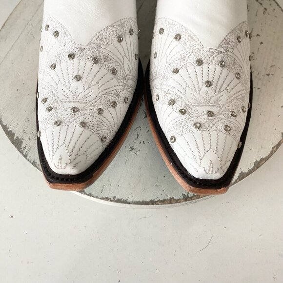 Lane CALYPSO Womens Cowboy Boots 10 White Western Cowgirl Mid Calf Pointed Toe - Picture 6 of 11
